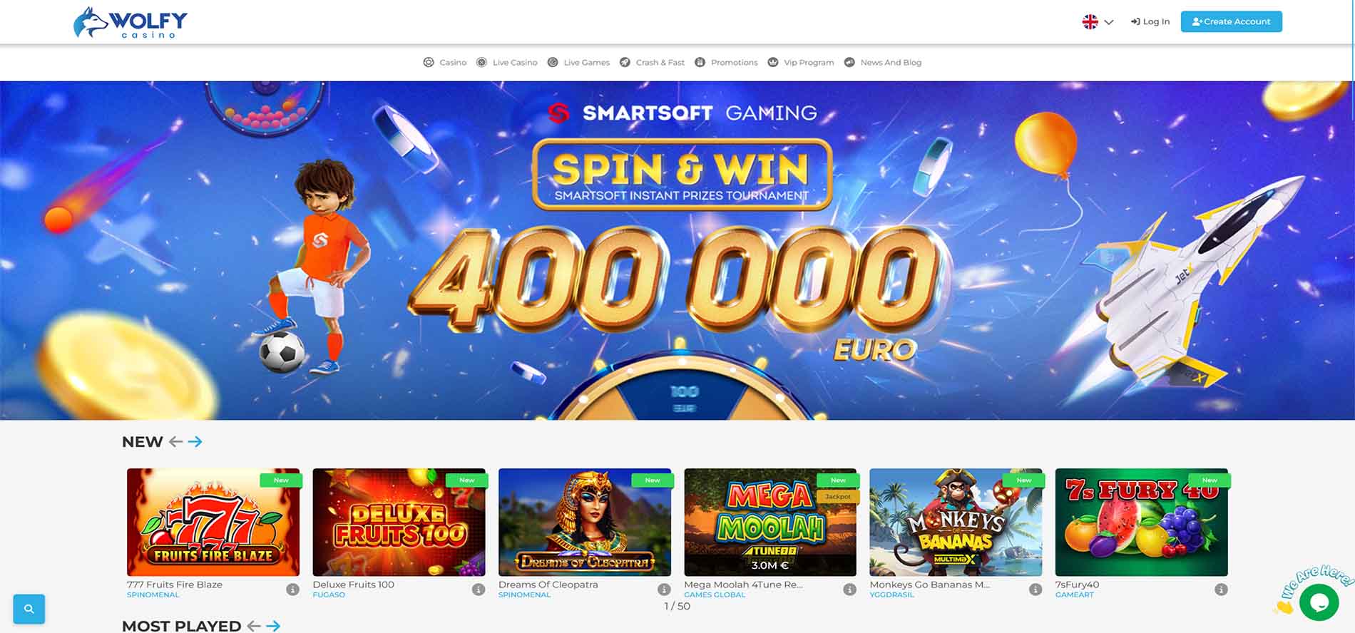 Wolfy Casino Home Page